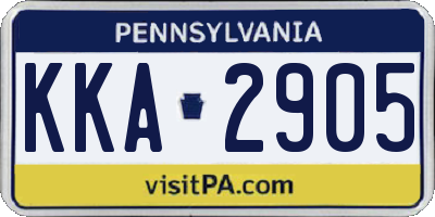 PA license plate KKA2905
