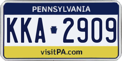 PA license plate KKA2909
