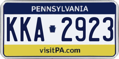PA license plate KKA2923