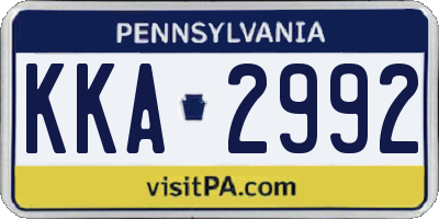 PA license plate KKA2992