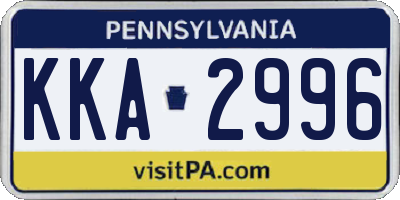 PA license plate KKA2996