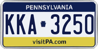 PA license plate KKA3250