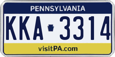 PA license plate KKA3314