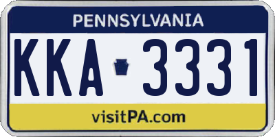 PA license plate KKA3331