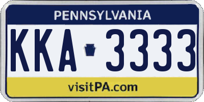 PA license plate KKA3333