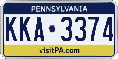 PA license plate KKA3374