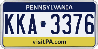 PA license plate KKA3376