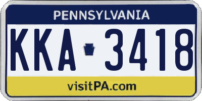 PA license plate KKA3418