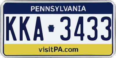 PA license plate KKA3433
