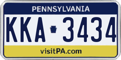 PA license plate KKA3434
