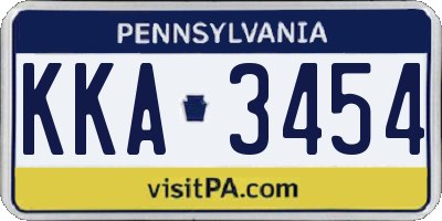 PA license plate KKA3454