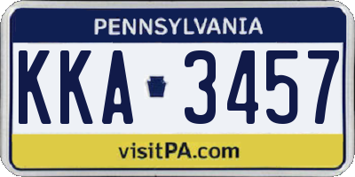 PA license plate KKA3457