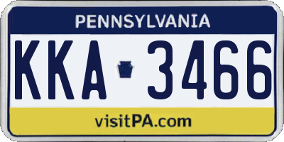 PA license plate KKA3466