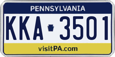PA license plate KKA3501