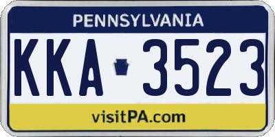 PA license plate KKA3523