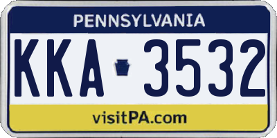 PA license plate KKA3532