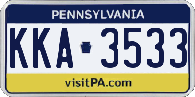 PA license plate KKA3533