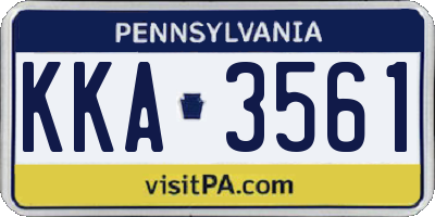 PA license plate KKA3561