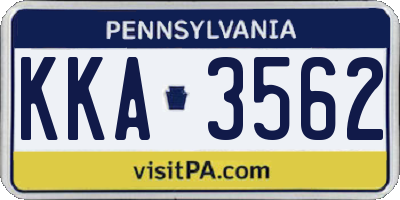 PA license plate KKA3562