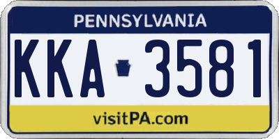 PA license plate KKA3581