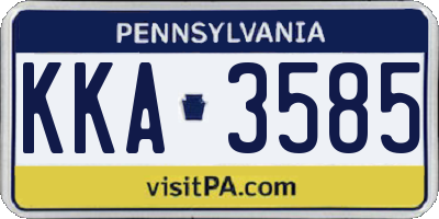 PA license plate KKA3585