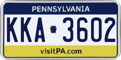 PA license plate KKA3602