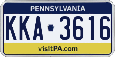 PA license plate KKA3616