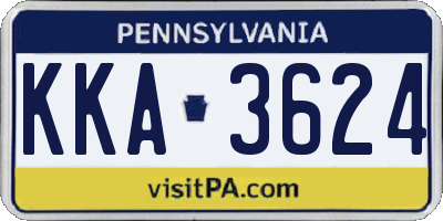 PA license plate KKA3624