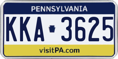 PA license plate KKA3625