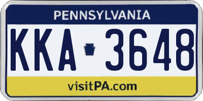 PA license plate KKA3648