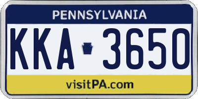 PA license plate KKA3650