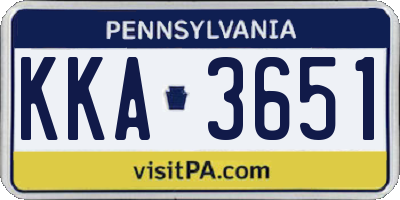 PA license plate KKA3651