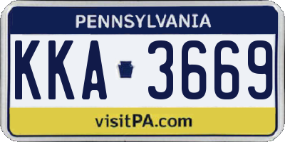 PA license plate KKA3669