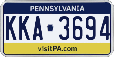 PA license plate KKA3694