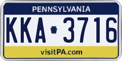 PA license plate KKA3716