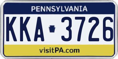 PA license plate KKA3726