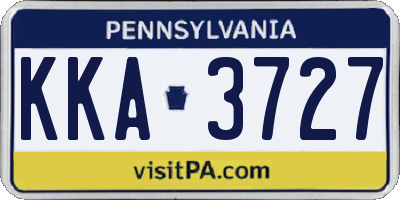PA license plate KKA3727