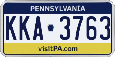 PA license plate KKA3763
