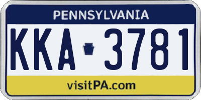 PA license plate KKA3781