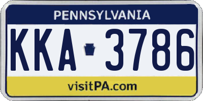PA license plate KKA3786