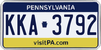 PA license plate KKA3792