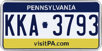 PA license plate KKA3793