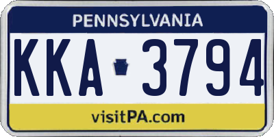 PA license plate KKA3794