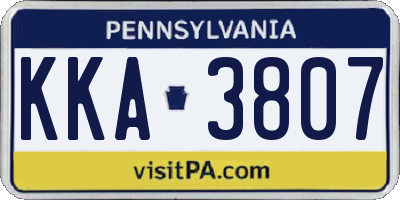 PA license plate KKA3807