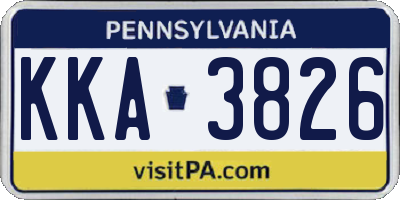 PA license plate KKA3826