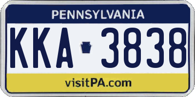 PA license plate KKA3838
