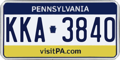 PA license plate KKA3840