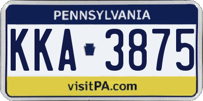 PA license plate KKA3875