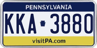 PA license plate KKA3880