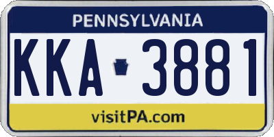 PA license plate KKA3881